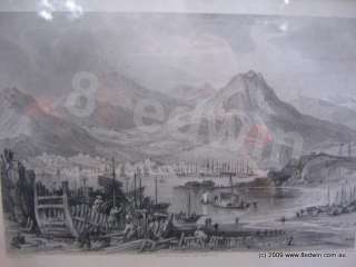 THOMAS ALLOM Hong Kong from Kowloon 1843 Original Steel Engraving 