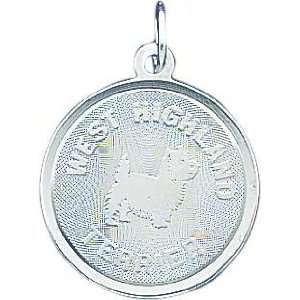  Sterling Silver West Highland Terrier Disc Charm Jewelry