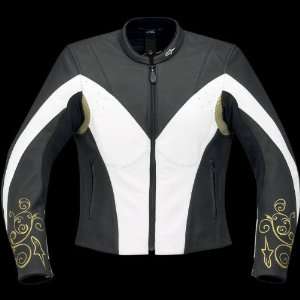 Alpinestars Stella Anouke Leather Jacket , Color Black/White, Size 