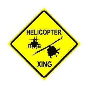  HELICOPTER CROSSING sign * street plane