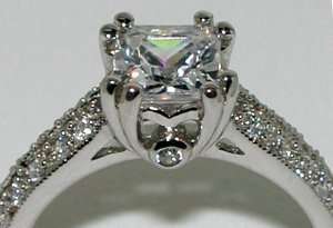 ANTIQUE STYLE Princess CZ Solitaire Engagement Ring STERLING SILVER SZ 