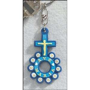  Colorful Rubber Rosary Ring Key Chain 