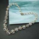   Large Faceted Rock Crystal Beads Vintage Hand Knotted Necklace  