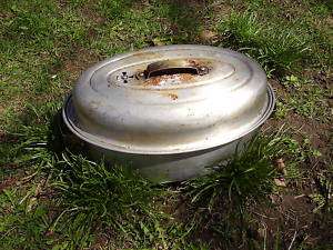 Vintage Aluminum Roasting Pan With Lid. HEAVILY USED   