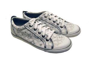 COACH BARRETT OP ART WHITE SILVER STAR WOMENS SNEAKERS Authentic New 