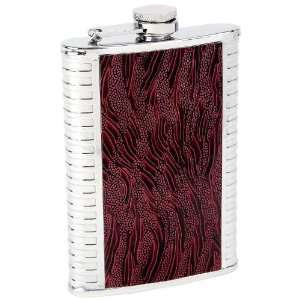   Flask Red Leather Grain By Maxam® 8oz Stainless Steel Flask with Wrap