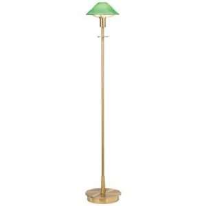    Holtkoetter Antique Brass Green Glass Floor Lamp