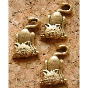   *T864AG Antique Gold Decorative Cat Push Pins   Set of 21