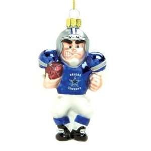  Dallas Cowboys 5 1/2 Blown Glass Football Player Ornament 