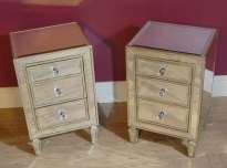 PAIR ART DECO MIRRORED BEDSIDE CABINETS CHESTS TABLES  