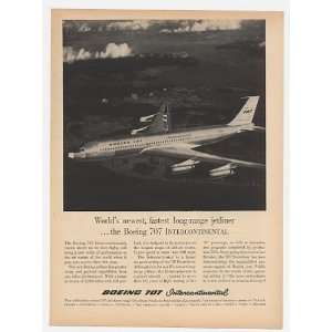  1959 Boeing 707 Intercontinental Jet First Flight Print Ad 