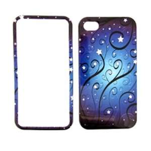 FOR APPLE IPHONE 4G BLUE SHOOTING STAR SWIRLS COVER CASE 