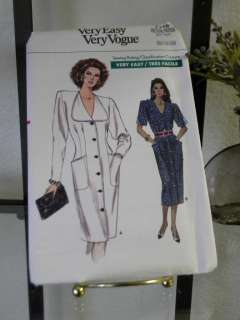 VINTAGE 1988 VERY VOGUE # 7116 PETITE DRESS SEWING PATTERN SZ TAILLE 