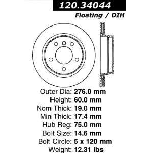  Centric Parts 121.34044 C Tek Standard Brake Rotor 