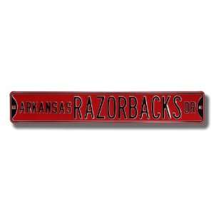   ARKANSAS RAZORBACKS AVE Red AUTHENTIC METAL STREET SIGN (6 X 36