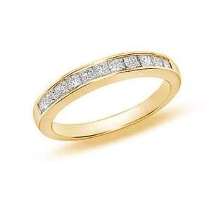 CT Princess Cut Diamond Wedding Band 14K Yellow Gold (I1 I2 Clarity 