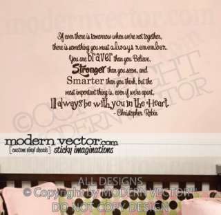 WINNIE THE POOH Quote Vinyl Wall Decal CHRISTOPHER R.  