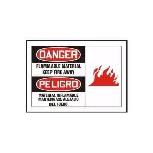 FLAMMABLE MATERIAL KEEP FIRE AWAY (W/GRAPHIC) (BILINGUAL) Sign   10 x 