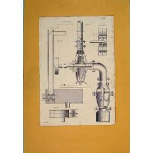  Pump C1860 Parts Design Architecture Antique Print Old 