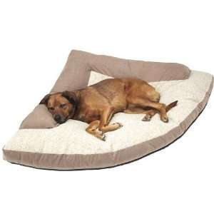  XL Bolster Corner Dog Bed Oatmeal Sherpa Top W/Beige 