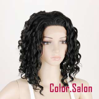 Hand Tied Lace Front Full Wigs Glueless Synthétique Perruque Noir 91 