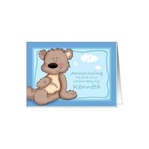  Kenneth   Teddy Bear Birth Announcement Card Health 