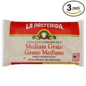 La Preferida Rice Medium Grain, 5 pounds (Pack of 3)  