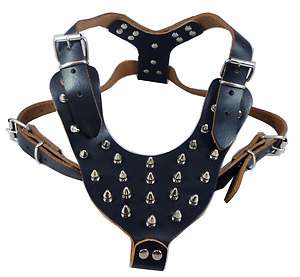 26 34 Amstaff Boxer Spikes Leather Dog Harness Bullterrier Pitbull 