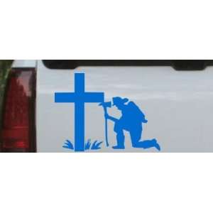 Blue 30in X 22.5in    Fireman At The Cross Christian Car Window Wall 
