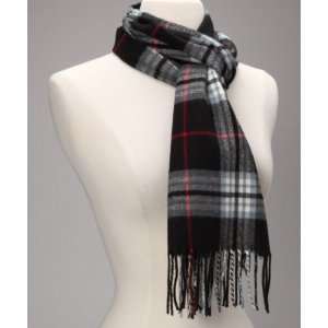  Black & Red Plaid 100% Cashmere Tartan Scarf Made in 