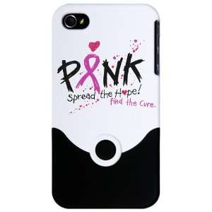  iPhone 4 or 4S Slider Case White Cancer Pink Ribbon Spread 