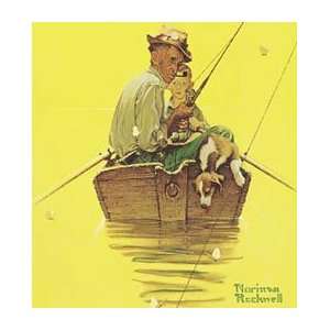   Print   Fish Finders   Artist Norman Rockwell  Poster Size 12 X 13