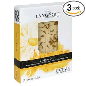 Langford Petals Shortbread Biscuits, Lemony Dew, 6.2 Ounce Box (Pack 