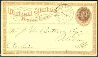 US UX3, 1875, Richfield Springs NY Negative “EAH” Postmaster’s 