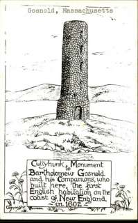 GOSNOLD MA Cuttyhunk Monument Old Postcard  