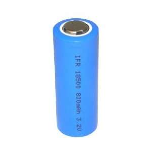 LiFePO4 18500/(18490) Rechargeable Cell 3.2V 800mAh, 8A Rate, 2.56Wh 