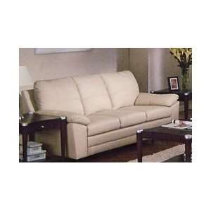  Genuine Leather Top Sofa in Ivory Finish
