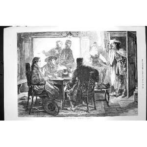  1872 Scene Unwelcome Guest Man Family Home Old Print