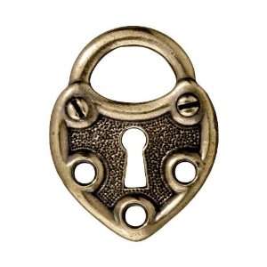  Brass Oxide Finish Lead Free Pewter Heart Lock Connector 