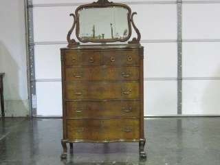 Antique 1/4 Sawed Oak Chiffonier Dresser Bevel Mirror  