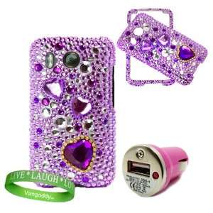  HTC Inspire Bedazzled Two   Piece hard Snap On Case Purple 