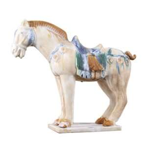  Beige Tang Horse Displaying Statue Sculpture, 20 in.