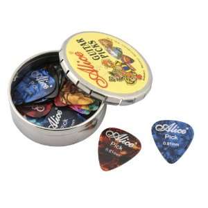   20 Pcs Celluloid Guitar Picks with Round Tin, Assorted Colors, A011B