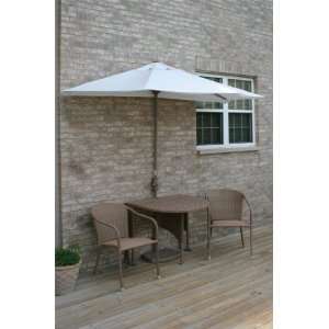  5 Piece Round Coffee Wicker and Natural SolarVista Patio 
