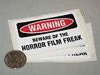 HORROR FILM FREAK Warning Decal Lot of 3 NEW