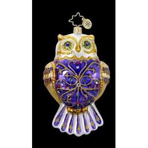  RADKO HOLIDAY HOOT Owl Purple Christmas Glass Ornament 