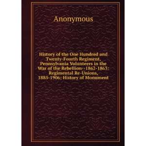   Regimental Re Unions, 1885 1906; History of Monument Anonymous Books