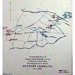  Official 1895 Antique Civil War Map of Hunters Chapel 