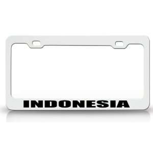 INDONESIA Country Steel Auto License Plate Frame Tag Holder White 