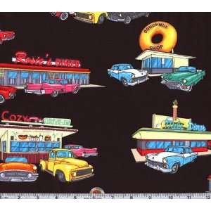  45 Wide Route 66 Drive In Black Fabric By The Yard Arts 